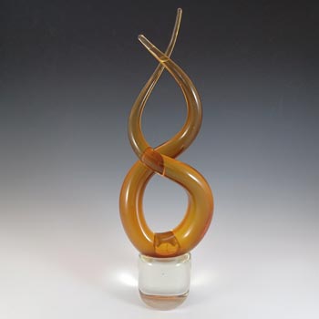 (image for) Murano Style Chinese Large Amber & Clear Glass Abstract Sculpture