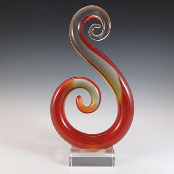 (image for) Murano Style Chinese Red, Amber & Clear Glass Abstract Sculpture