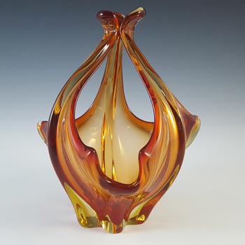 (image for) Cristallo Venezia CCC Murano Red & Amber Sommerso Glass Bowl