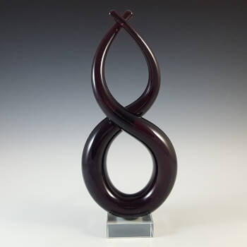 (image for) Murano Style Chinese Purple & Clear Glass Abstract Sculpture