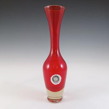 (image for) Murano / Venetian Sommerso Red & Uranium Glass Vintage Stem Vase