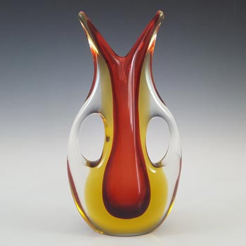 Murano / Venetian Brown & Amber Sommerso Glass Vase