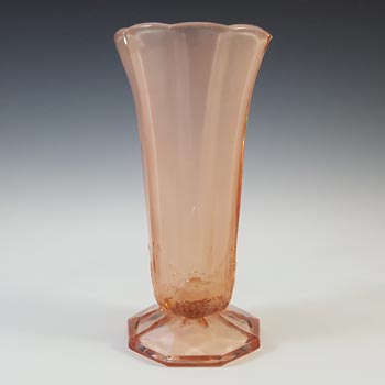 (image for) Sowerby Pink Art Deco Glass 1950's Bird + Panel Vase