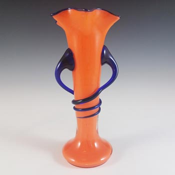 (image for) Czech/Bohemian 1930's Orange & Blue Tango Glass Vase