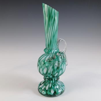 (image for) Welz Czech Honeycomb Green & White Spatter Glass Vase