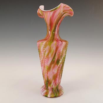 (image for) Welz Czech / Bohemian Pink & Green Aventurine Spatter Glass Vase