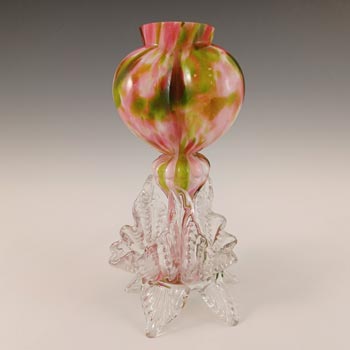 (image for) Welz Bohemian Pink & Green Aventurine Spatter Glass Heart Vase