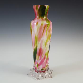 (image for) Welz Bohemian Pink & Green Aventurine Spatter Glass Vase