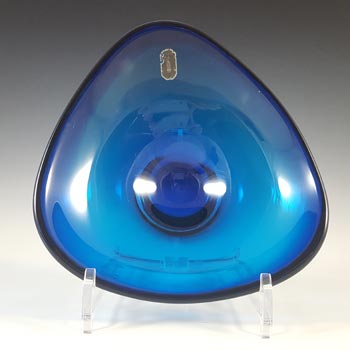Whitefriars #9516 Cased Blue Glass Three Sided Bowl