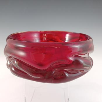 (image for) Whitefriars #9613 Wilson/Dyer Ruby Red Glass Knobbly Bowl - Label