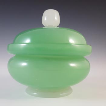 (image for) Stevens & Williams Green Alabaster Glass Powder Bowl