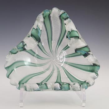 (image for) Fratelli Toso? Murano Green & White Glass Zanfirico Bowl