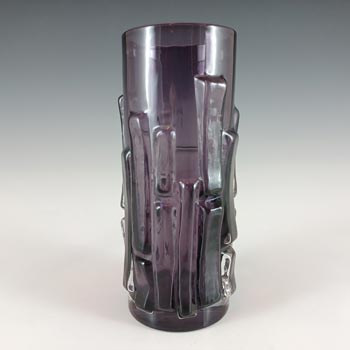(image for) Aseda #B5/830 Swedish Purple Glass Bark 5.75" Vase by Bo Borgstrom