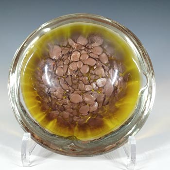 (image for) Murano Yellow Cased Copper Aventurine Glass Bowl / Ashtray