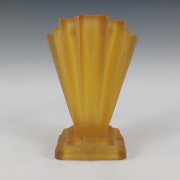 (image for) Bagley #334 Art Deco 4" Frosted Amber Glass 'Grantham' Vase
