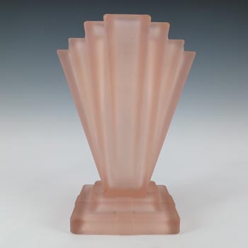 (image for) Bagley #334 Art Deco 6" Frosted Pink Glass Grantham Vase