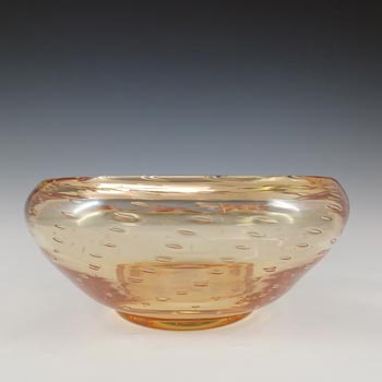 (image for) Whitefriars #9391 Golden Amber Glass Controlled Bubble 8.25" Bowl