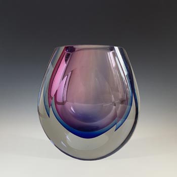 (image for) Fifth Avenue Chinese Purple & Blue Sommerso Faceted Glass Vase - Labelled