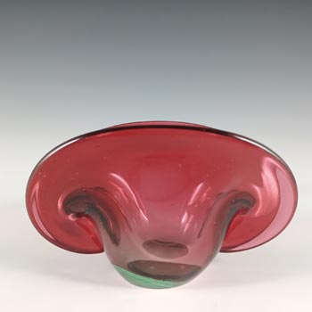 (image for) Murano Venetian Pink & Green Glass Clam Bowl/Vase
