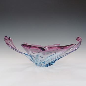 (image for) Murano Large Vintage Pink & Blue Glass Sculpture Bowl