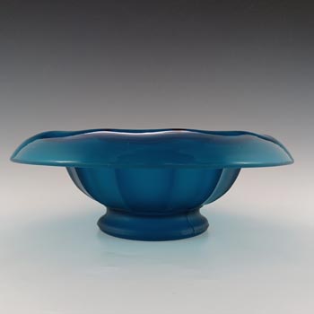 (image for) Davidson Art Deco Vintage Frosted Blue Glass Bowl #S/696D