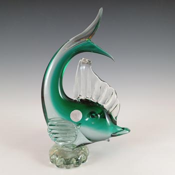 (image for) Murano / Venetian Green & Clear Glass Fish Sculpture