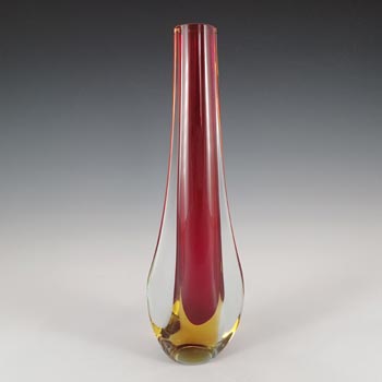 (image for) Galliano Ferro Murano Sommerso Red & Amber Glass Stem Vase