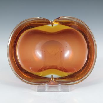 (image for) Murano Brown & Amber Sommerso Glass Mid Century Geode Bowl