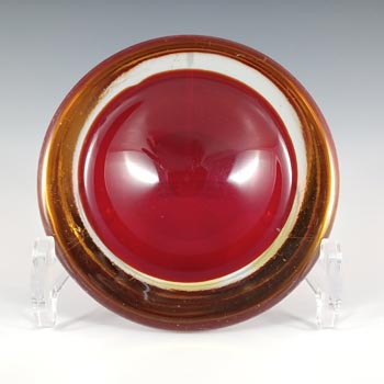 (image for) Murano Red & Amber Sommerso Glass Vintage Geode Bowl