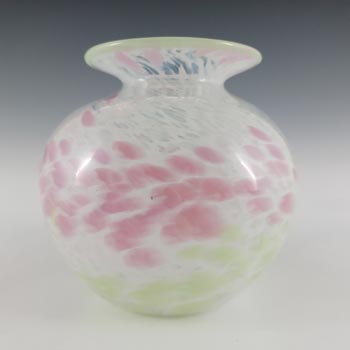 MARKED Kerry Glass / Michael Harris Pink, Green & White Vase