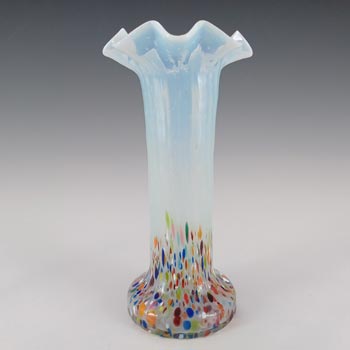 (image for) Kralik Czech Opaline / Opalescent Spatter Glass Vase