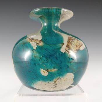 (image for) Mdina 'Tiger' Maltese Blue & Brown Glass Marbled Vase - Signed