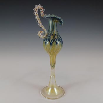 (image for) Murano Blue & Yellow Glass Zanfirico Filigree Vase / Jug