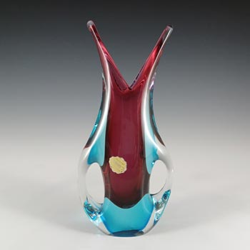 (image for) LABELLED L Nason Murano Purple & Blue Sommerso Glass Vase