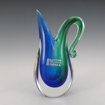 (image for) LABELLED Oball Murano Blue & Green Sommerso Glass Vase