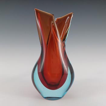 (image for) Murano / Venetian Red & Blue Sommerso Glass Vintage Vase