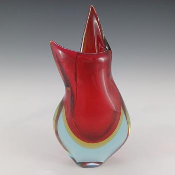 (image for) Murano / Venetian Red, Amber & Blue Sommerso Glass Vase