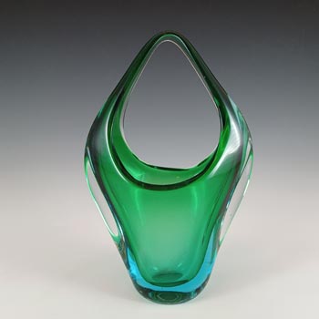 (image for) Murano Venetian Green & Blue Sommerso Glass Basket Vase