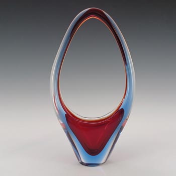 (image for) Murano / Venetian Red & Blue Sommerso Glass Basket Vase
