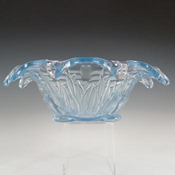 (image for) Sowerby Art Deco 1930s Blue Glass Frog & Bullrush Bowl
