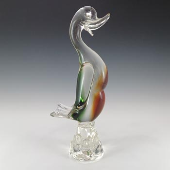 (image for) Murano Large Green & Amber Venetian Glass Duck Figurine