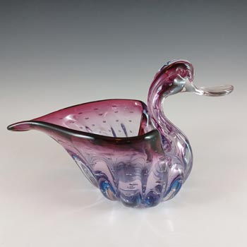 (image for) Murano Purple & Blue Sommerso Bubble Glass Duck Bowl