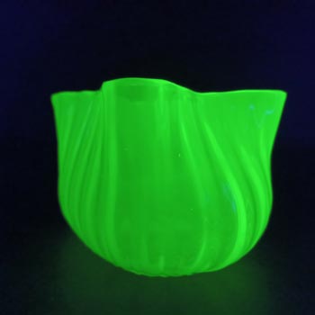(image for) Victorian Vaseline Opalescent Uranium Yellow Glass Vase / Bowl