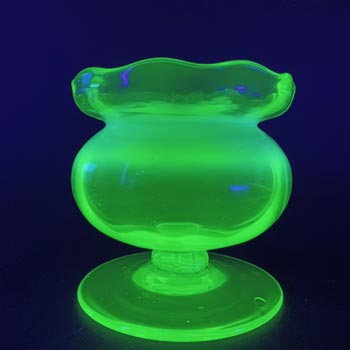 (image for) Victorian Vaseline Uranium Opalescent Glass Footed Vase