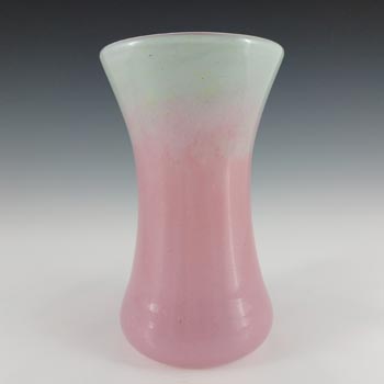 (image for) Vasart Large Pink & Green Mottled Glass Vase V006 - Signed