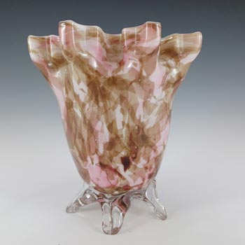 (image for) Welz Czech Pink & Brown Spatter Glass Snowflake Vase