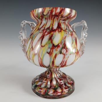 (image for) Welz Czech Honeycomb Spatter Glass Trophy Vase