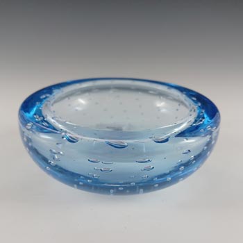 (image for) Whitefriars #9099 Sapphire Blue Glass Controlled Bubble 5" Bowl