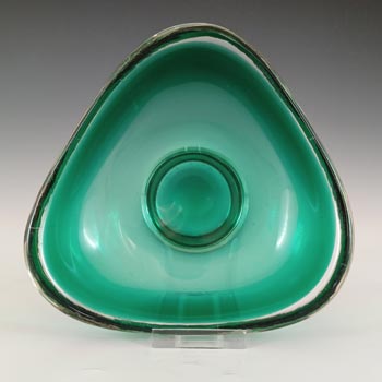(image for) Whitefriars #9516 Green Cased Glass Three Sided Bowl