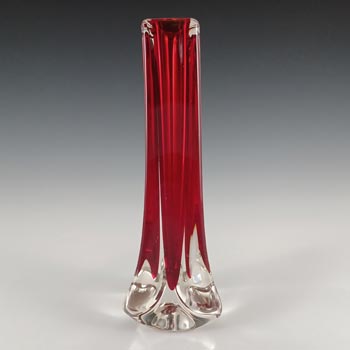 (image for) Whitefriars #9570 Baxter Ruby Red Glass Three Sided Vase